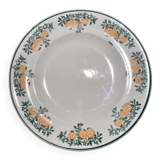 Assiette plate motifs verts et oranges, collection tokio - terre de fer de Longwy