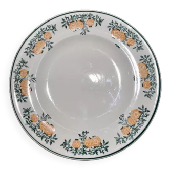 Assiette plate motifs verts et oranges, collection tokio - terre de fer de Longwy