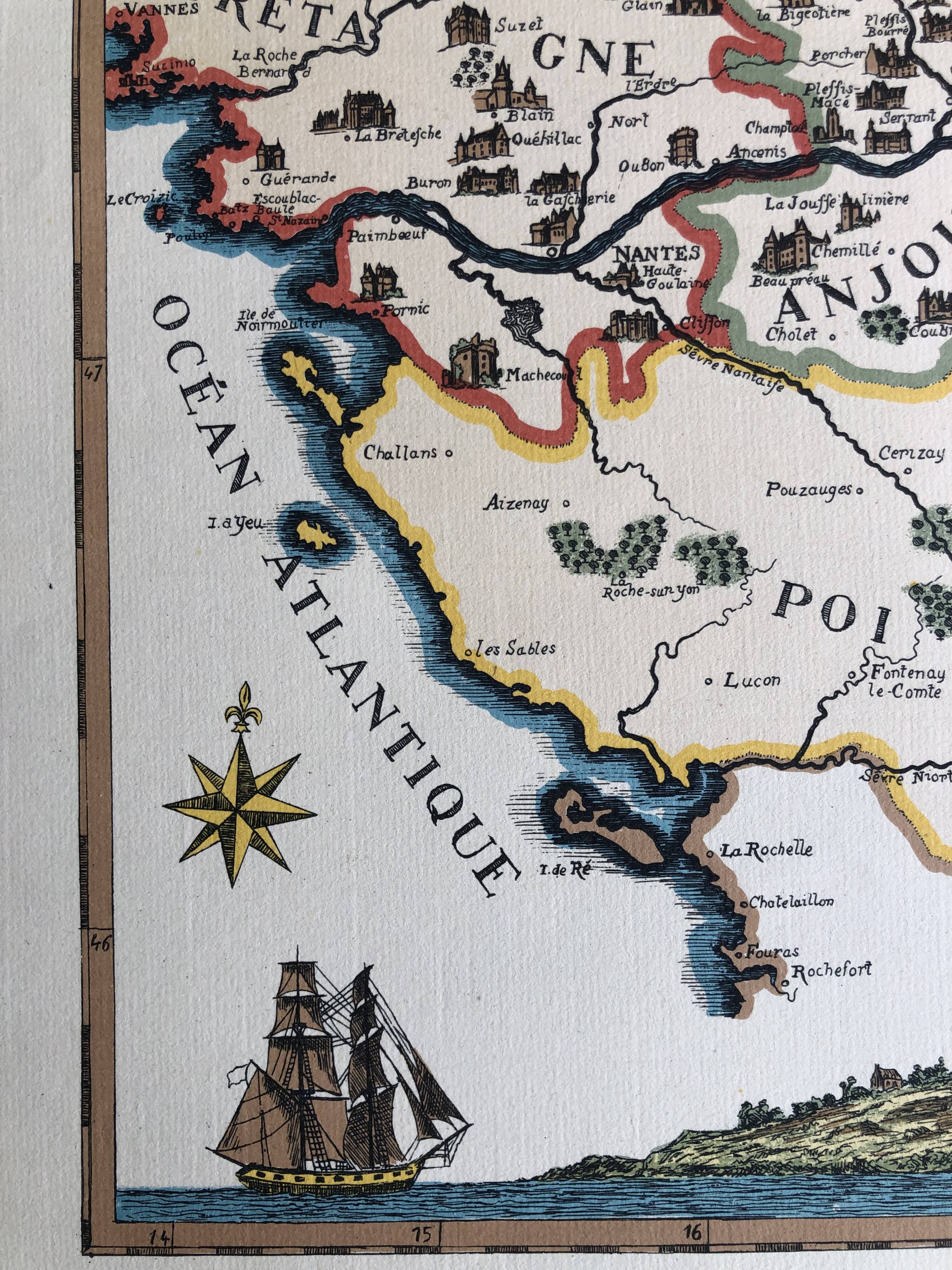Ancient geographical map Pays du val de Loire