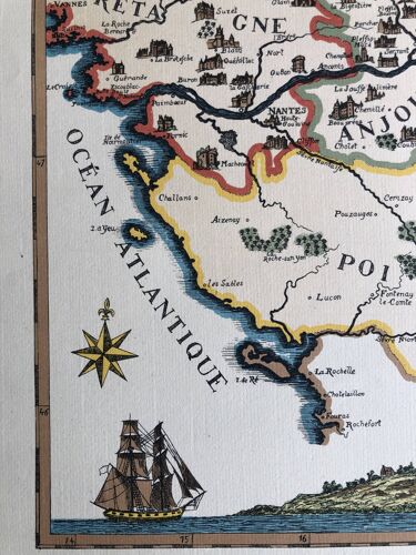Carte géographique ancienne Pays du val de Loire