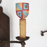 French 20th Century Large Wrought‑Iron Medieval Revival Wall Lamp with Swor