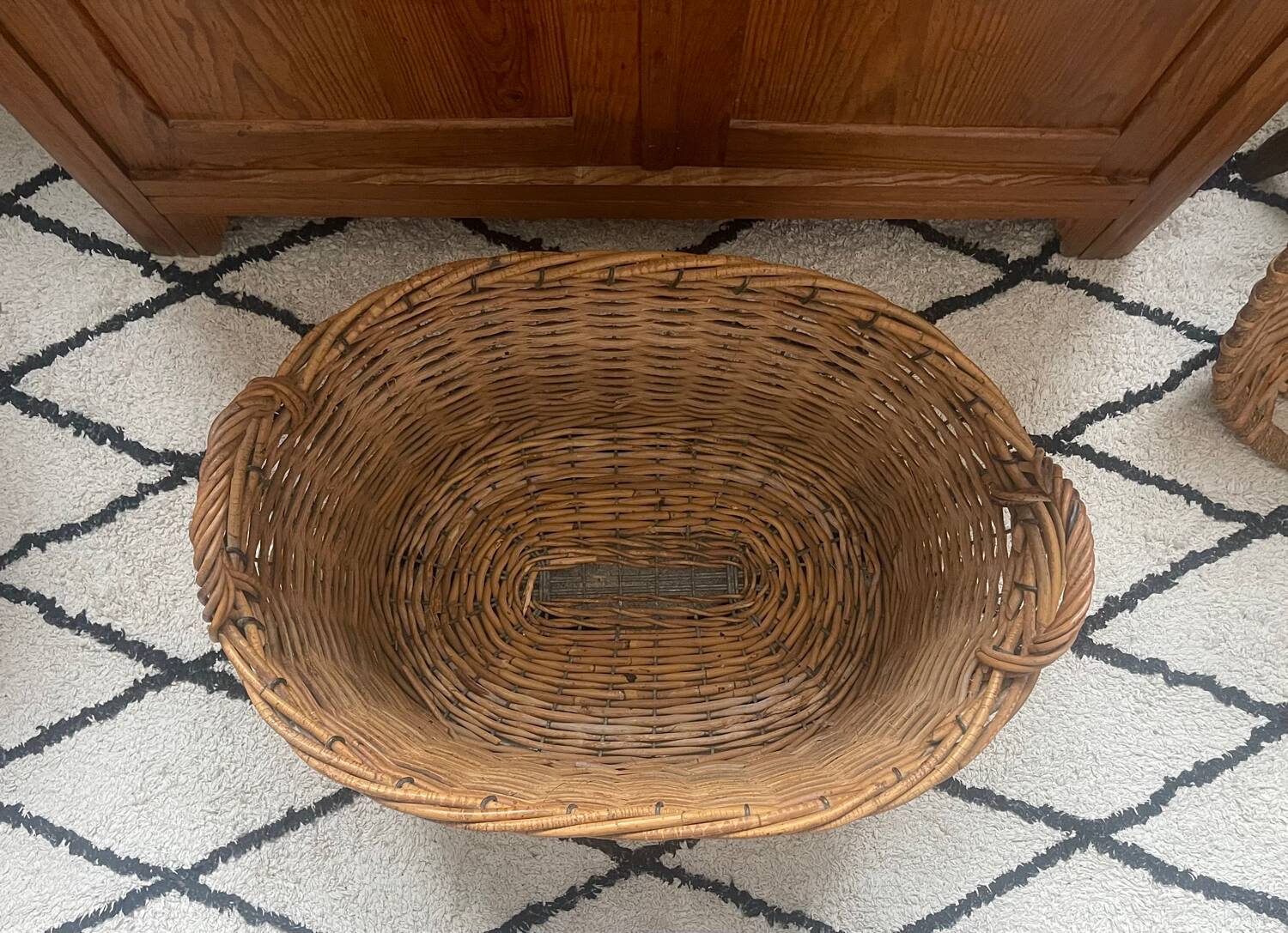 Old rattan and metal basket