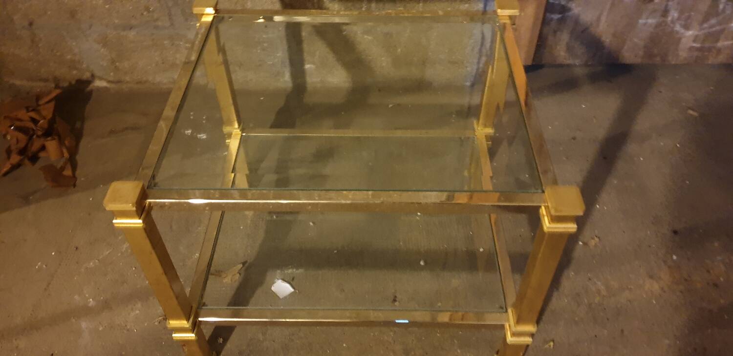 Brass and glass coffee table
