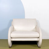 Postmodern white leather armchair by Jan Armgardt for Leolux