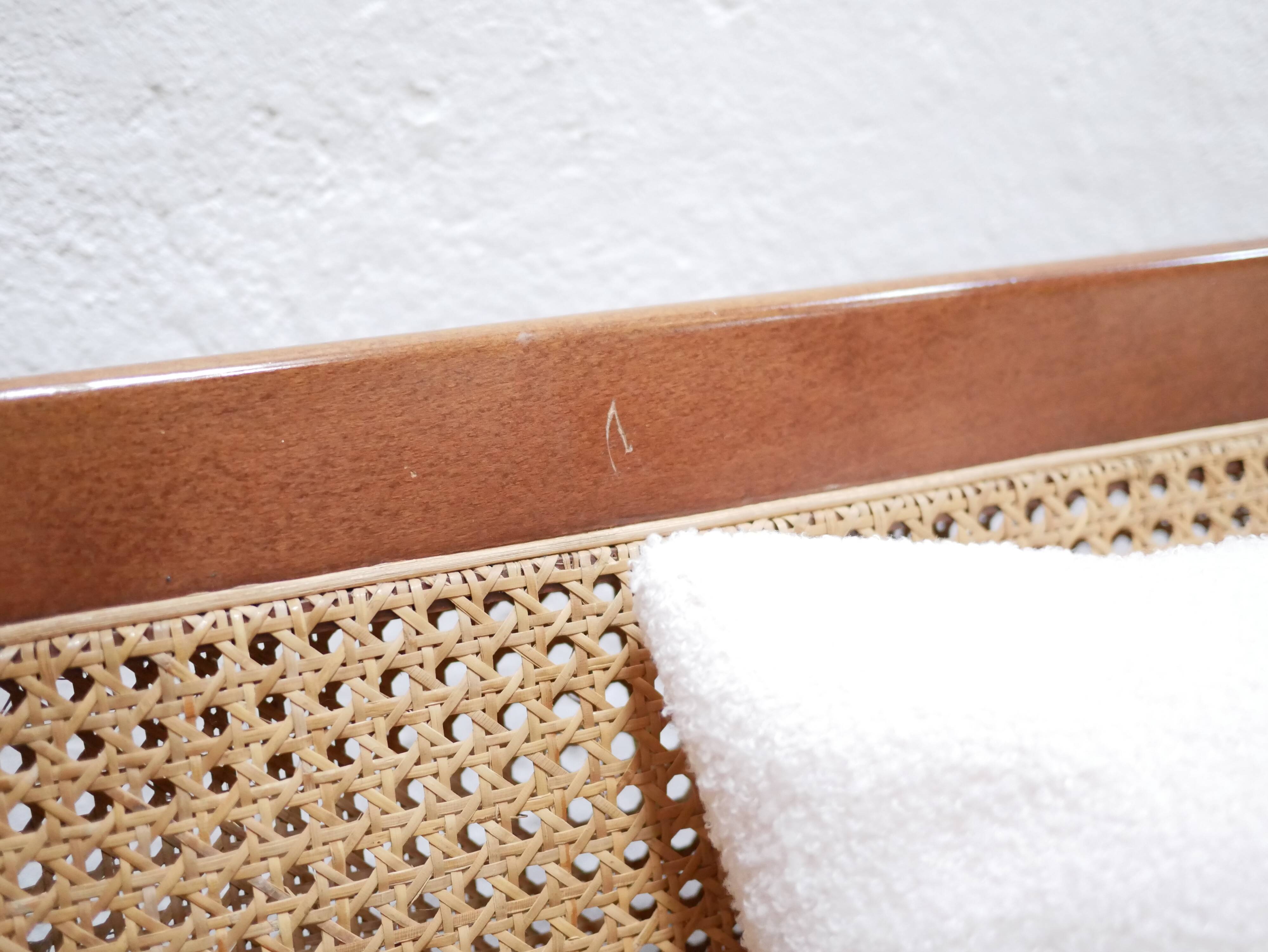 Fauteuil vintage en bois et cannage