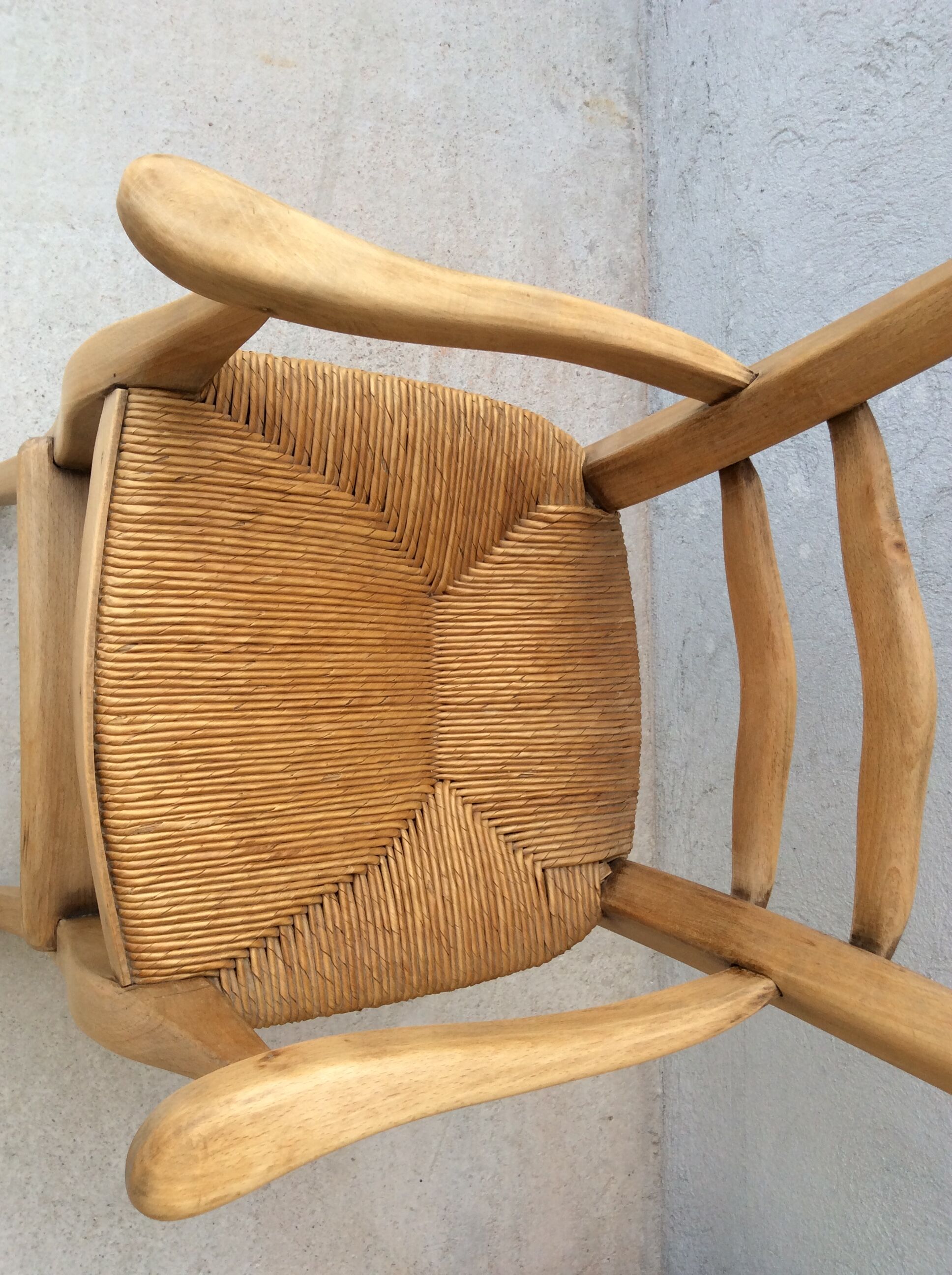 High chair for children in mulched seated wood