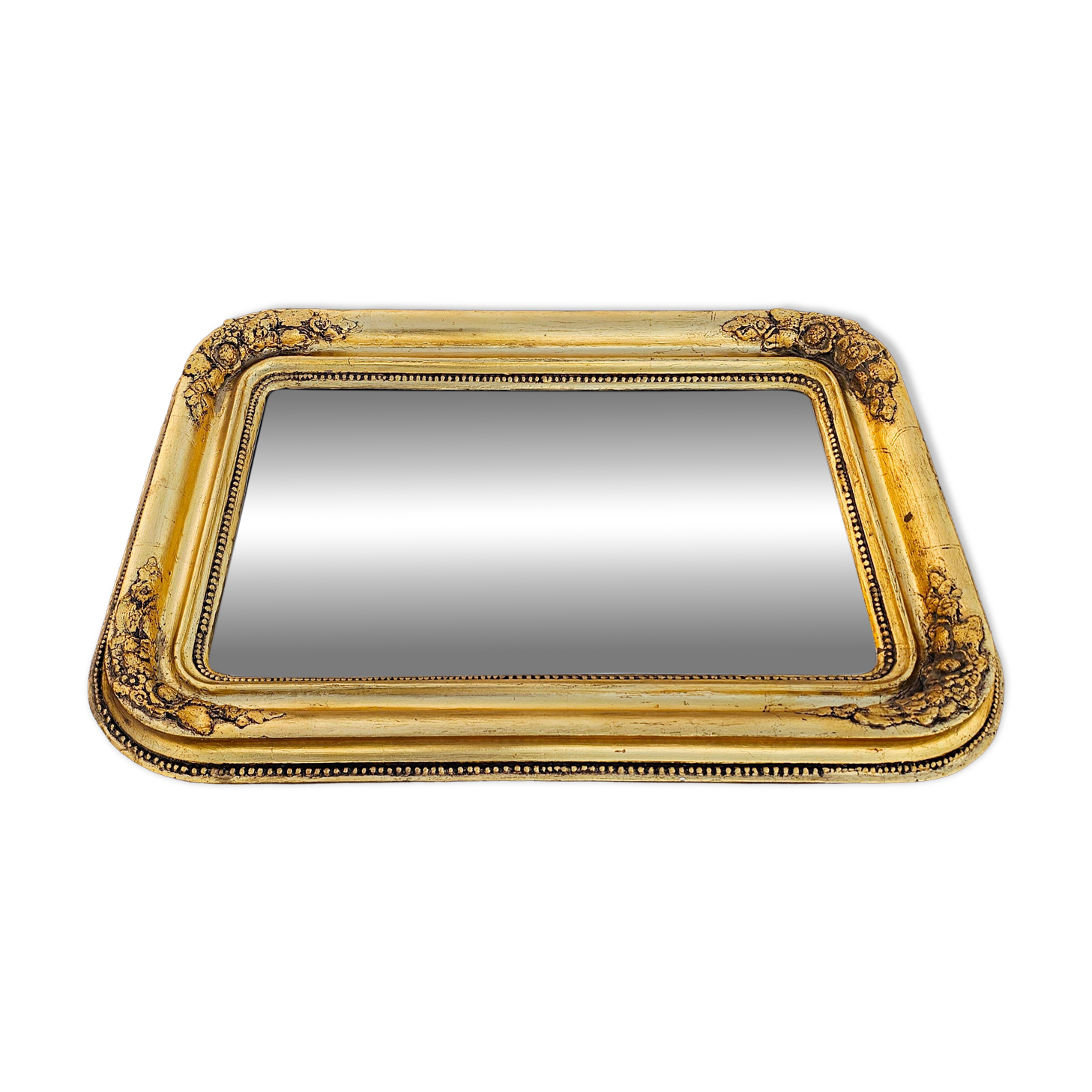 Large Biedermeier gilded mirror in faceted wood, circa 1840.