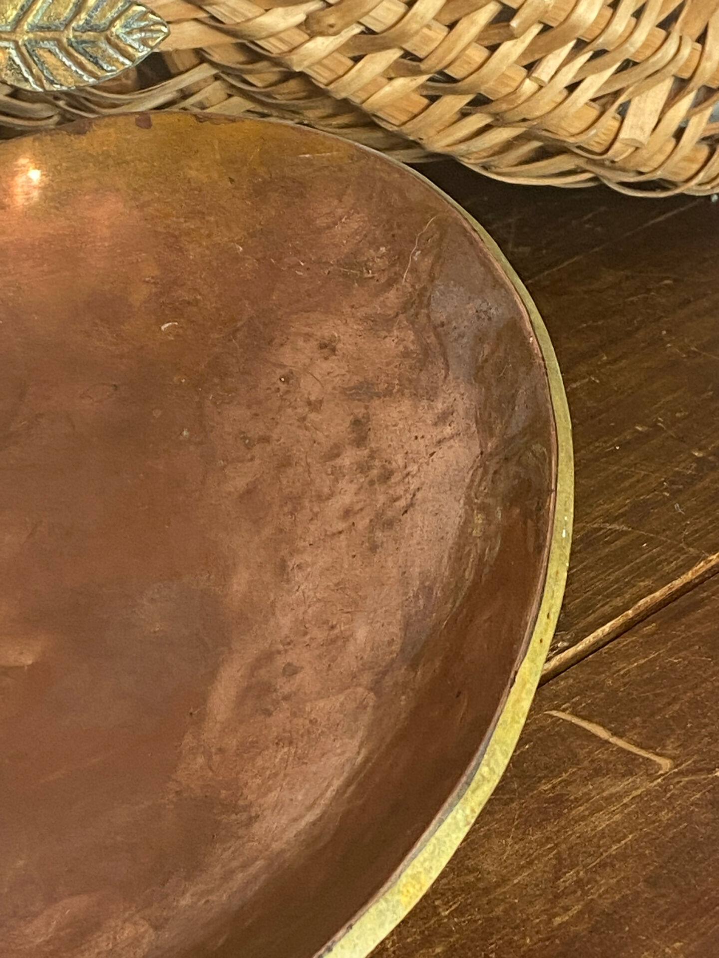Brass and copper apple catchall