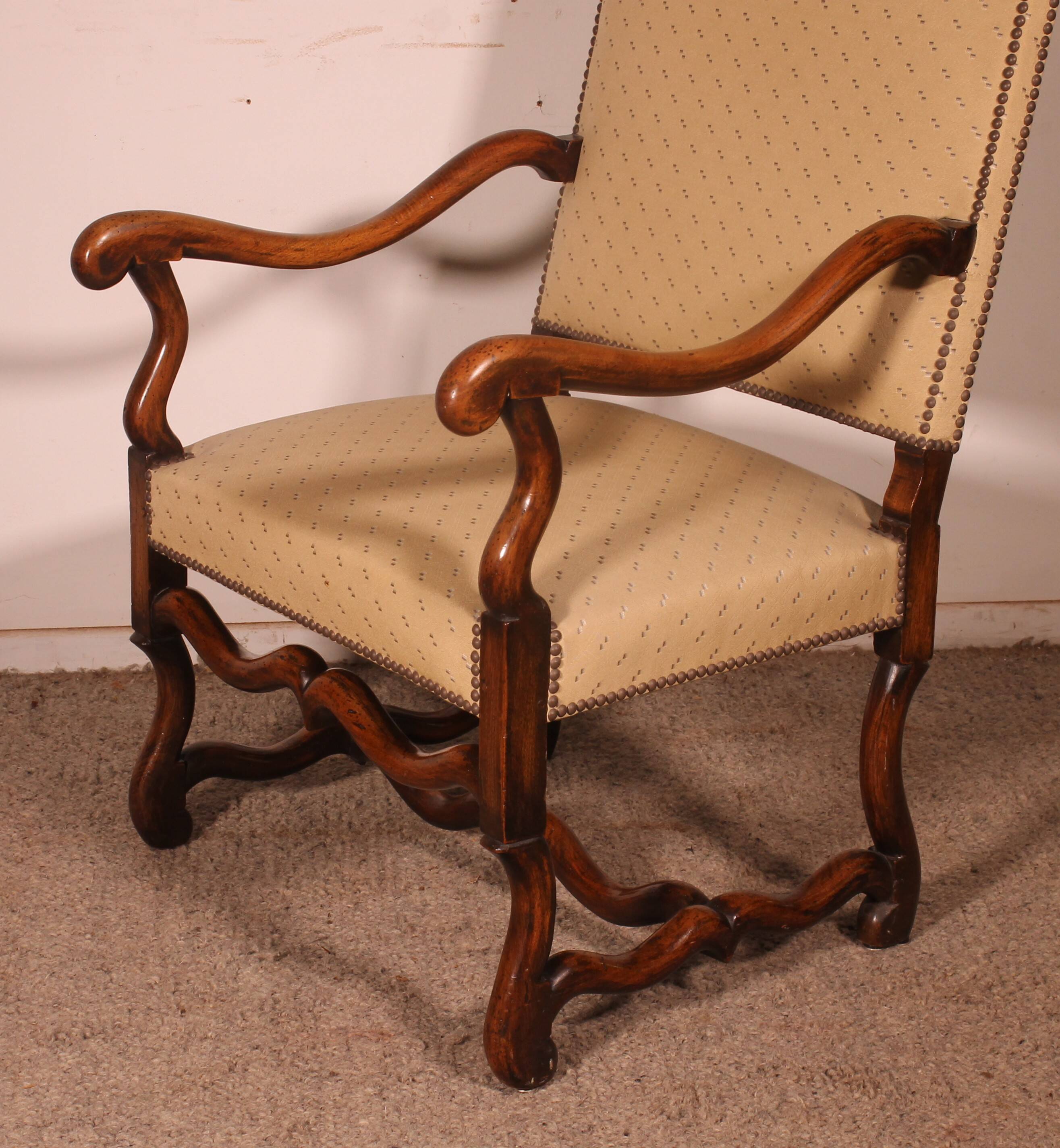 Louis XIV Style Armchairs in Sheep Bone in Walnut - 19th Century