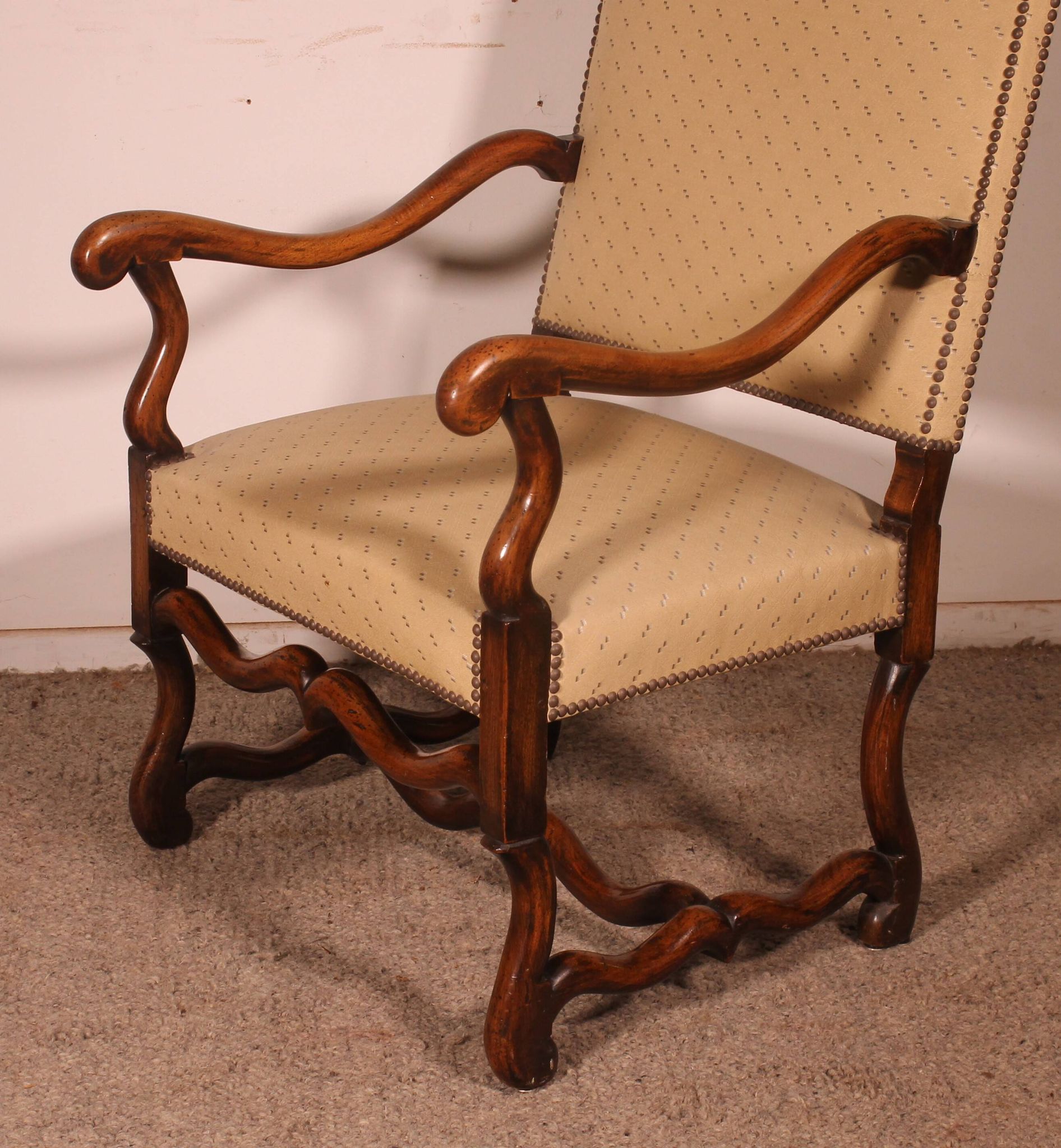 Louis XIV Style Armchairs in Sheep Bone in Walnut - 19th Century