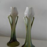 Art Deco ceramic fireplace trim, tulip-shaped vase
