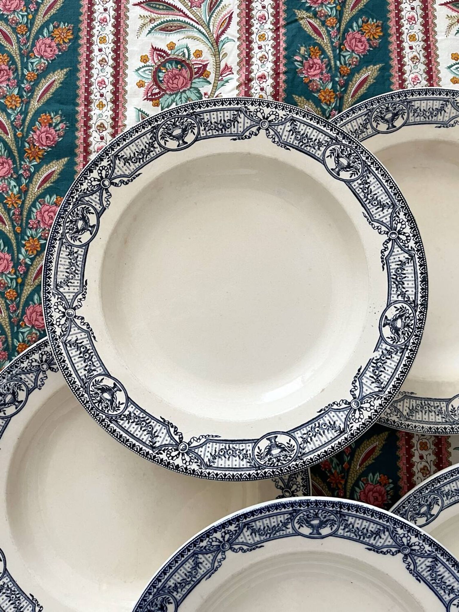 5 assiettes creuses terre de fer « Directoire » Salins