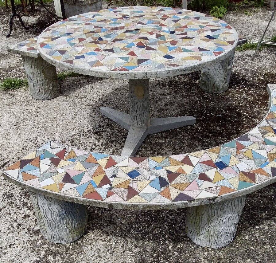 Stone and mosaic garden furniture