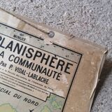 Old map Vidal Lablache 22 Community planisphere - 1950