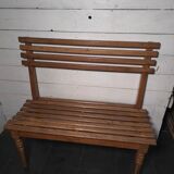 Solid oak workbench with slats signed by Edmond Magrez.