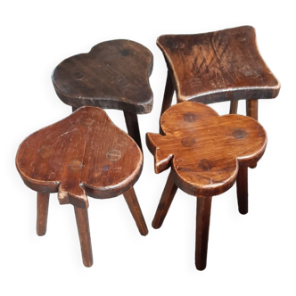 Lot 4 vintage wooden stools playing cards