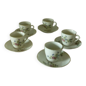 Tasses a cafe en porcelaine decor au barbeau