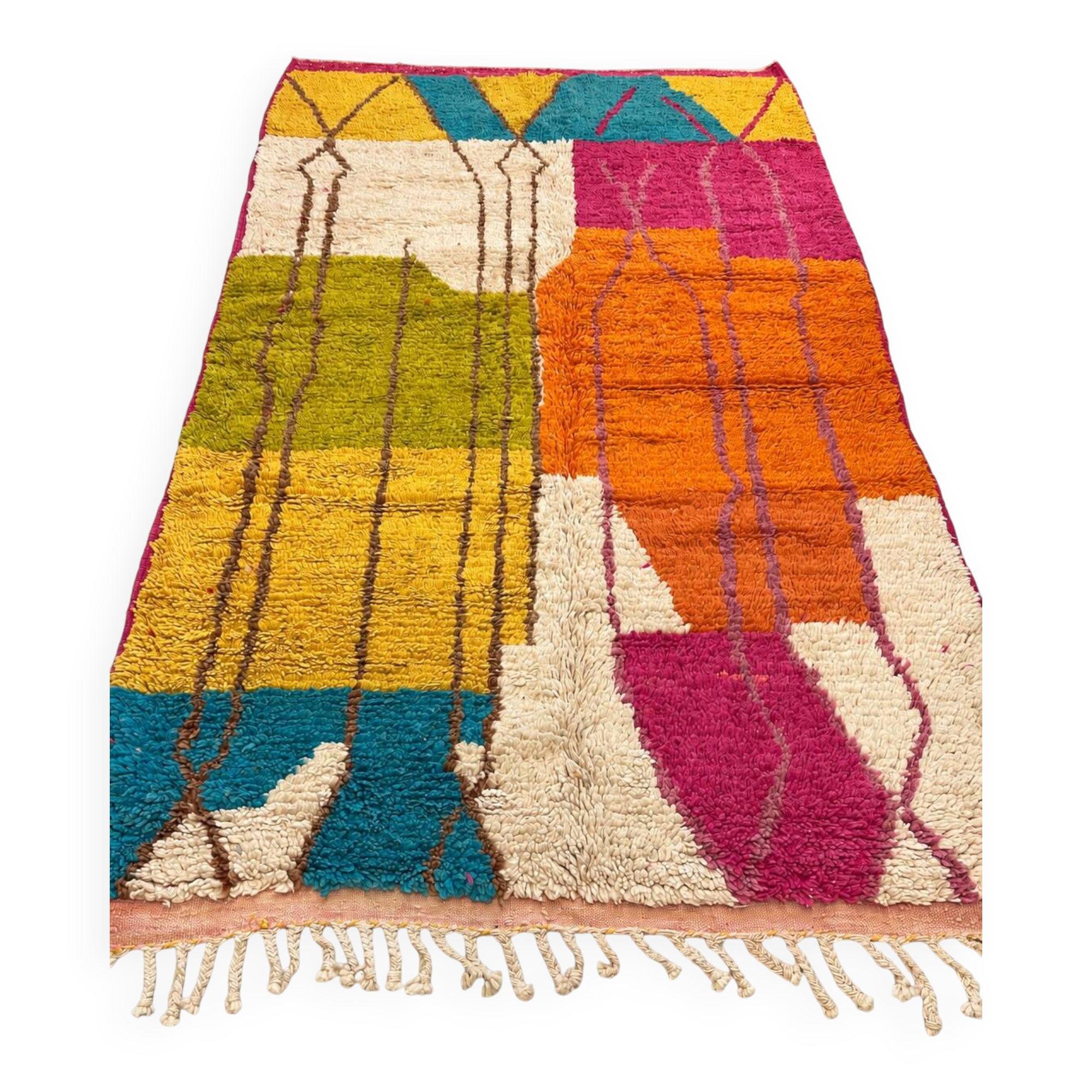 Multicoloured handmade wool Berber rug – 162 × 257 cm