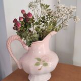 Small vase / small decanter floral pattern earthenware of Salins