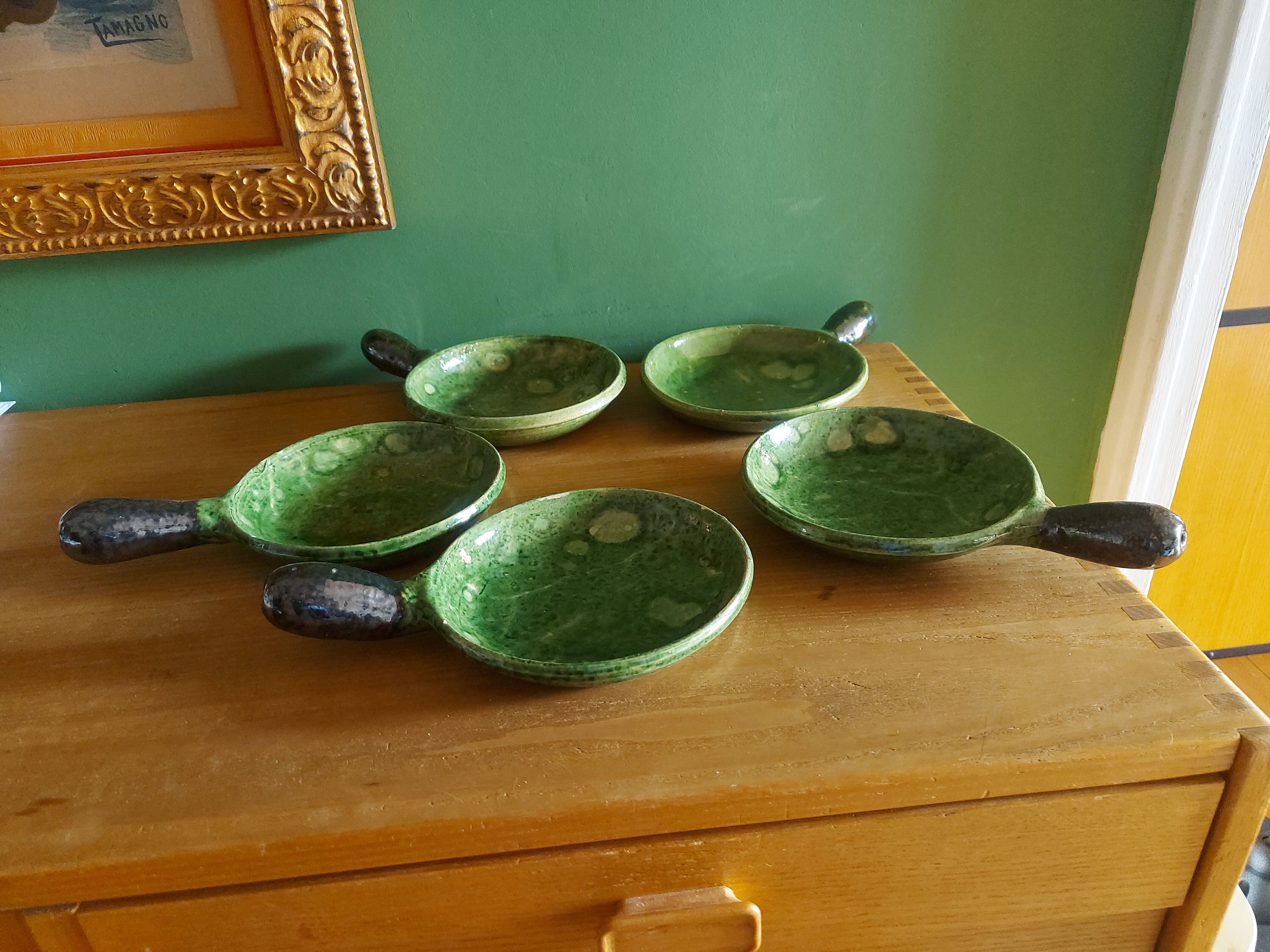 5 cups, Vallauris ceramic pans
