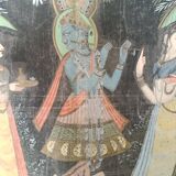 INDIA PICHWAI painting on silk KRISHNA RADHA GOPIS, Kanera Rajasthan mid 20th century