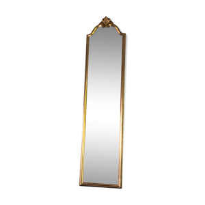 Miroir en bois doré à crête pleine longueur Deknudt  des années 1970