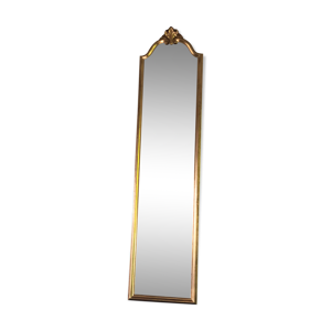 Miroir en bois doré à crête pleine longueur Deknudt des années 1970
