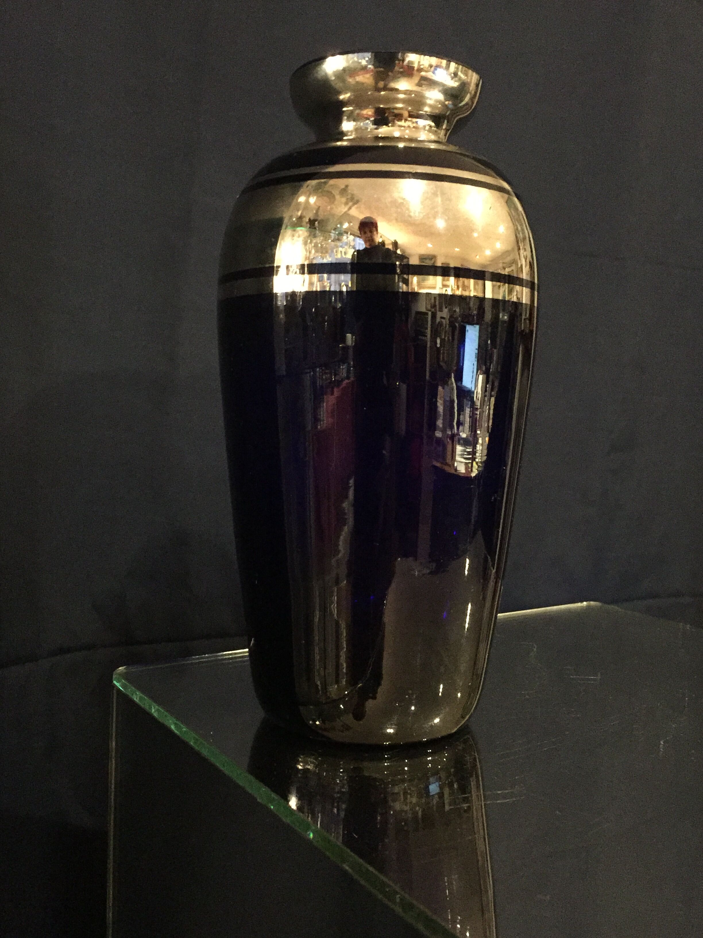 Vase soliflore royal blue and silver years 1930 1940