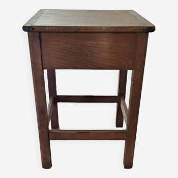 Stained brown wood stool 1940 with locker extra furniture decoration kitchen workshop veranda