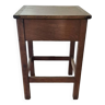 Tabouret bois marron teint 1940 avec casier meuble d'appoint décoration cuisine atelier véranda