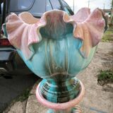 Vase and its ceramic pedestal by Delfin MASSIER circa 1890