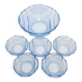 Service à dessert en uranium Art Déco de Niemen Glassworks, Pologne, années 1930, ensemble de 6.