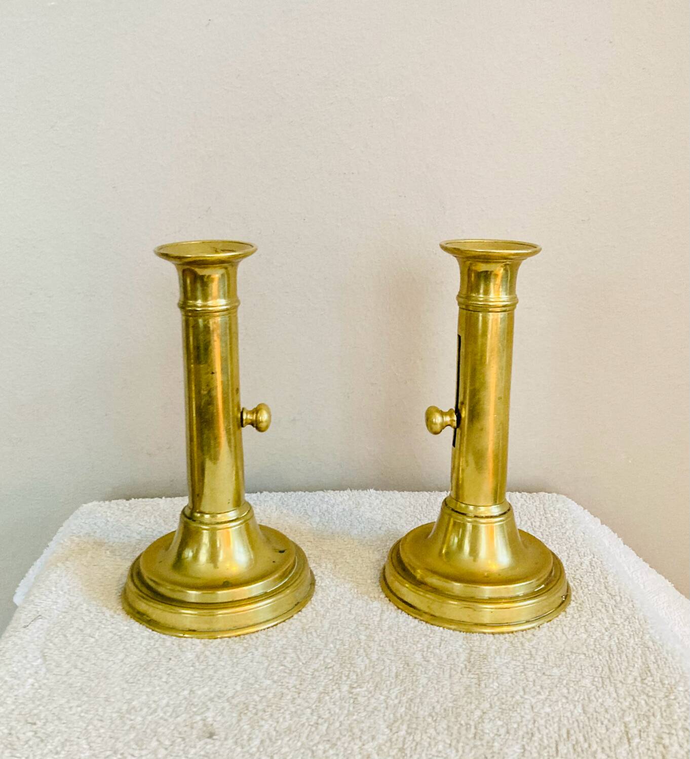 Pair of Louis Philippe candlesticks from the 19th century in solid brass