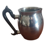 Small vintage art deco chrome-plated copper milk jug and cream pot