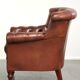 Cognac-coloured cow leather Chesterfield armchair in English style
