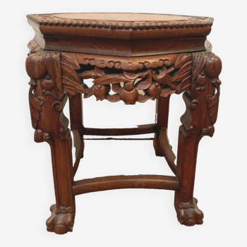 Octagonal harness in carved exotic wood 20th century