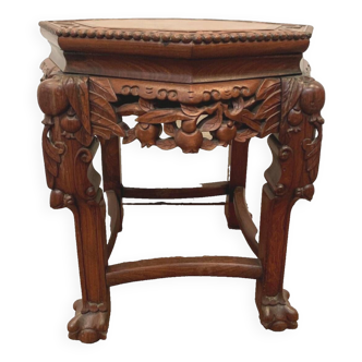 Octagonal harness in carved exotic wood 20th century