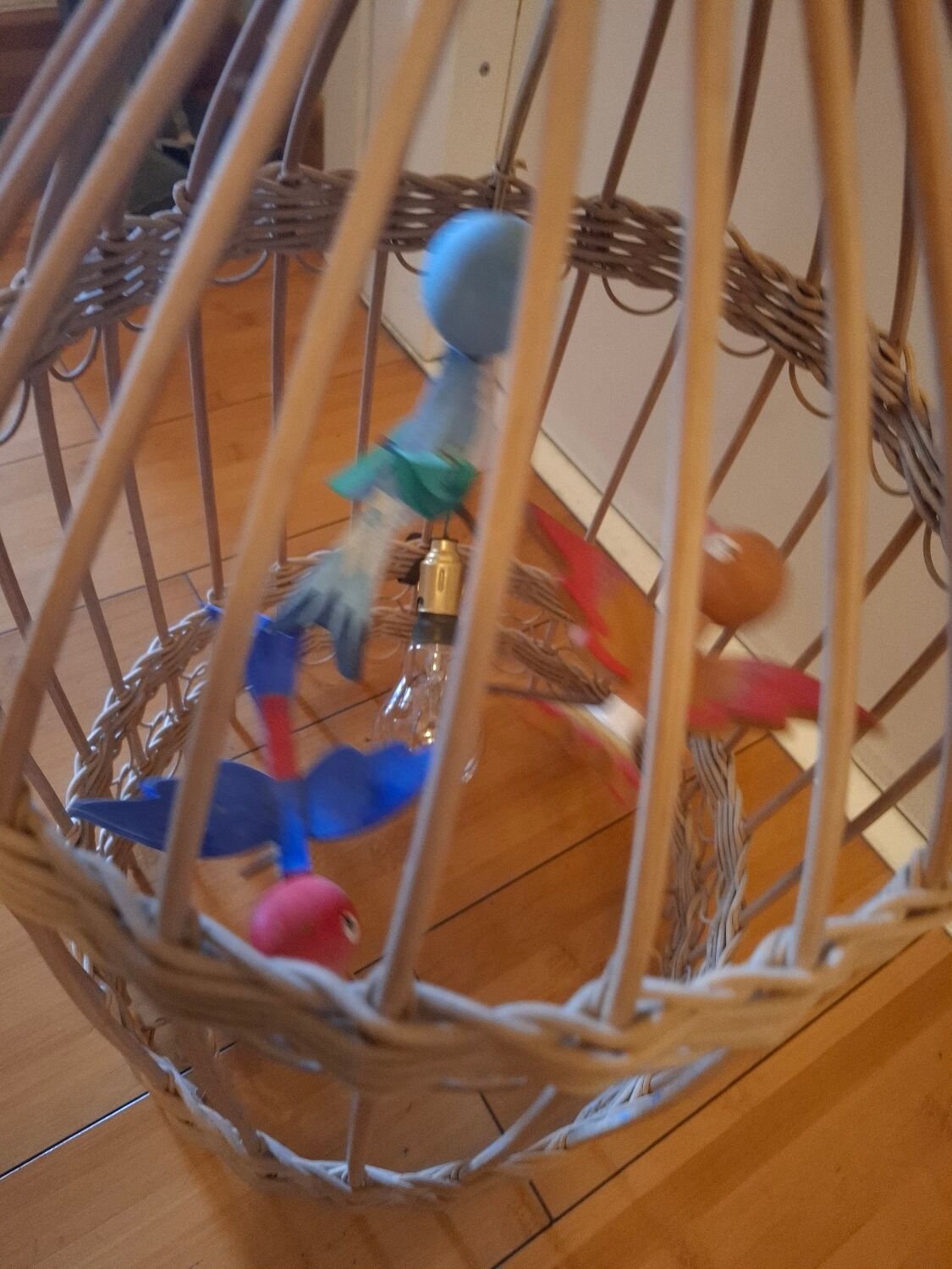 Vintage rattan pendant light from the 1950s and 60s