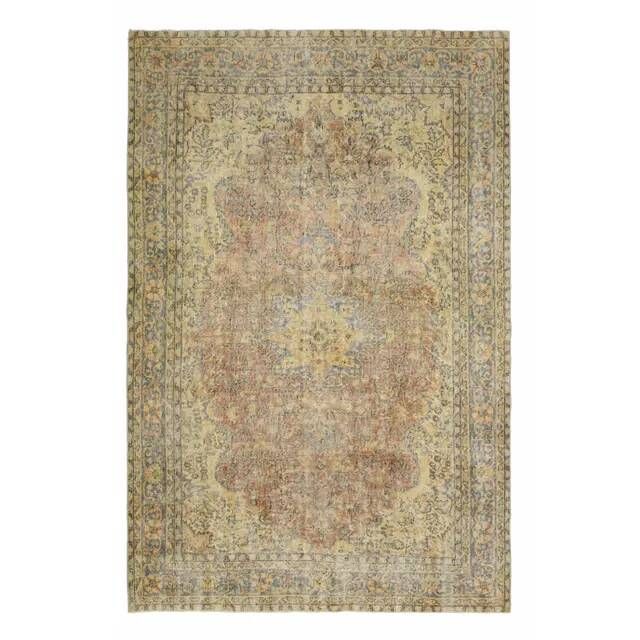 Tapis turc Oushak fait main en laine et coton orange des années 1970 203x312