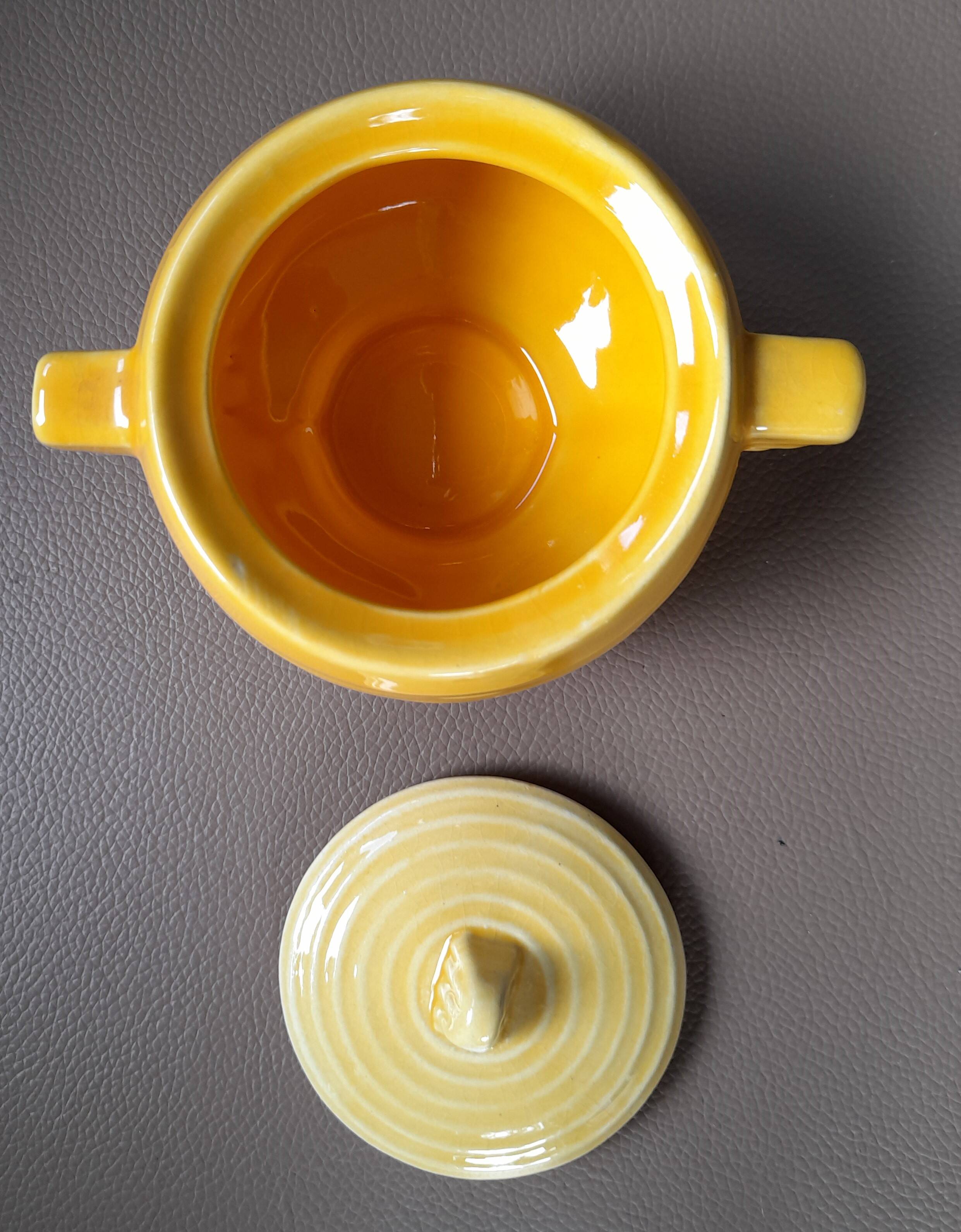 Antique yellow earthenware tea set