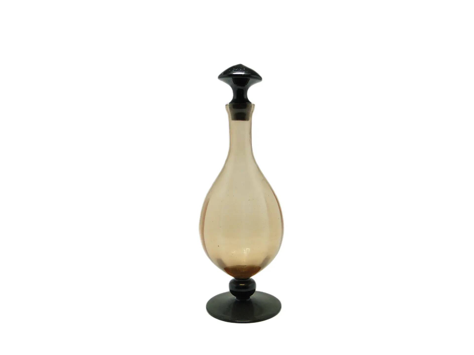 Art Deco decanter, pink glass, Poland, 1930s.