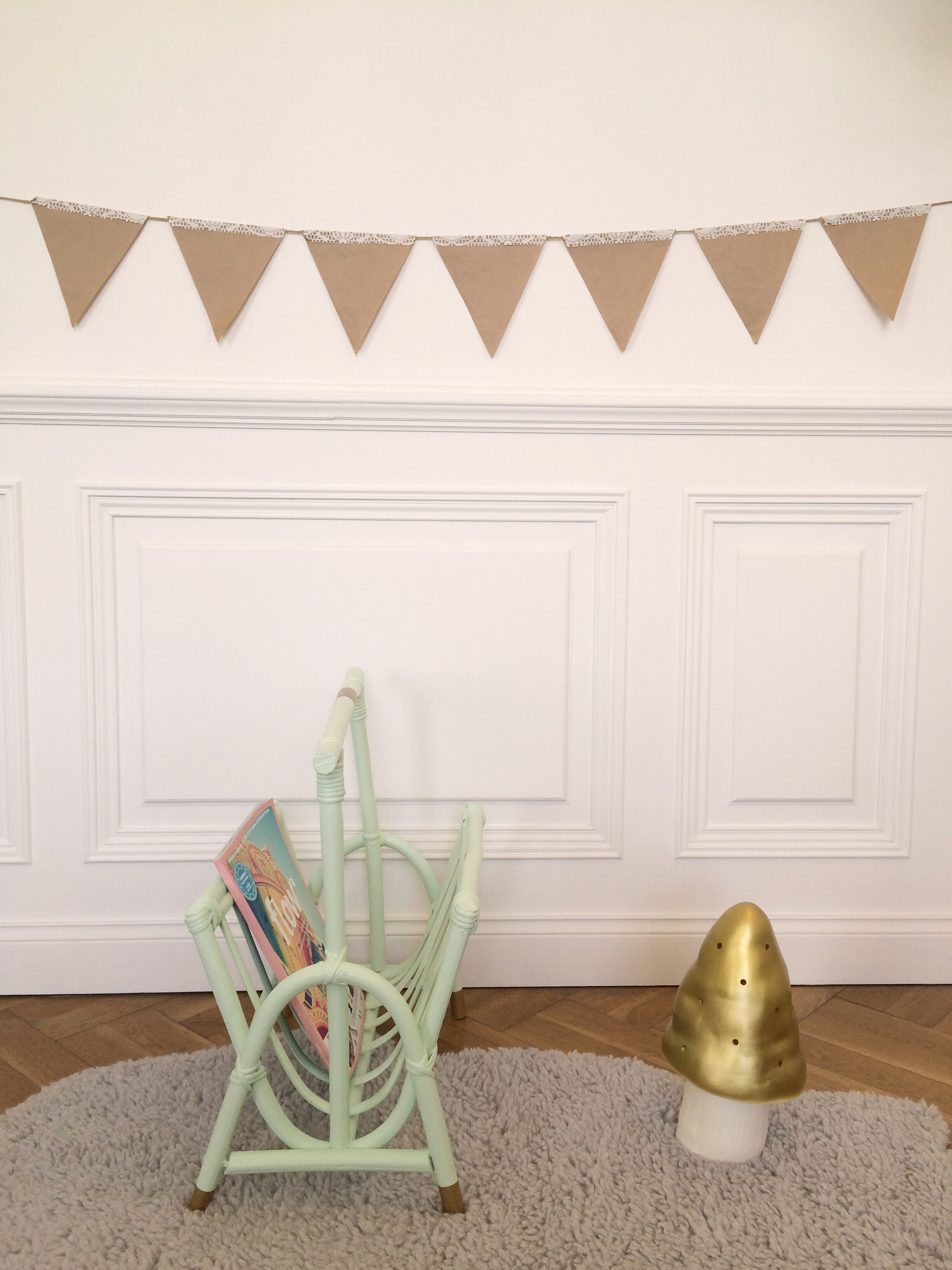 Magazine rack Wicker 'Mint & Gold'