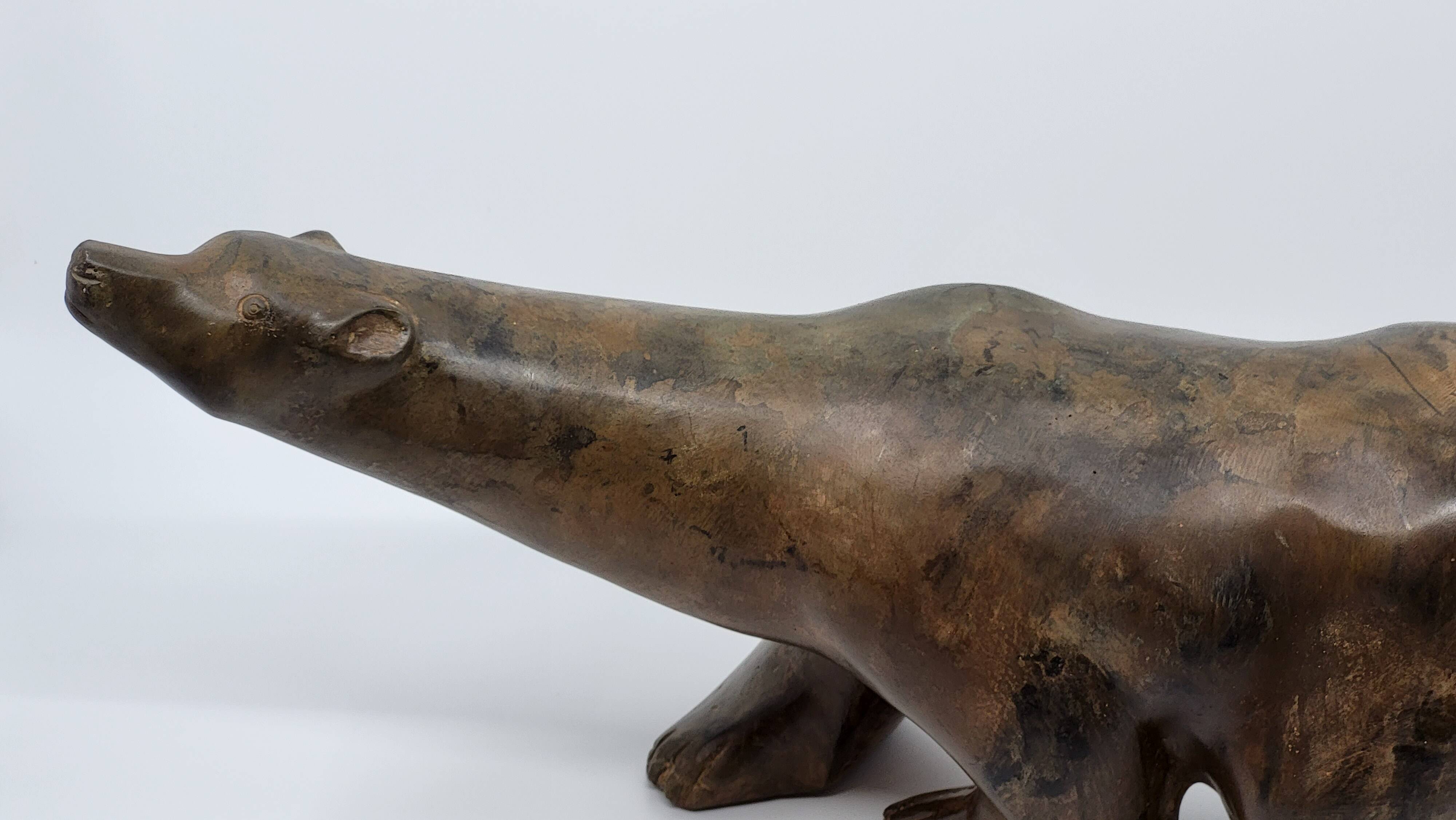 Polar Bear Sculpture by Pierre Chenet in bronze France Circa 2000