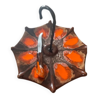 Vintage Cheese Plate - "Fat Lava" Ceramic Vallauris France