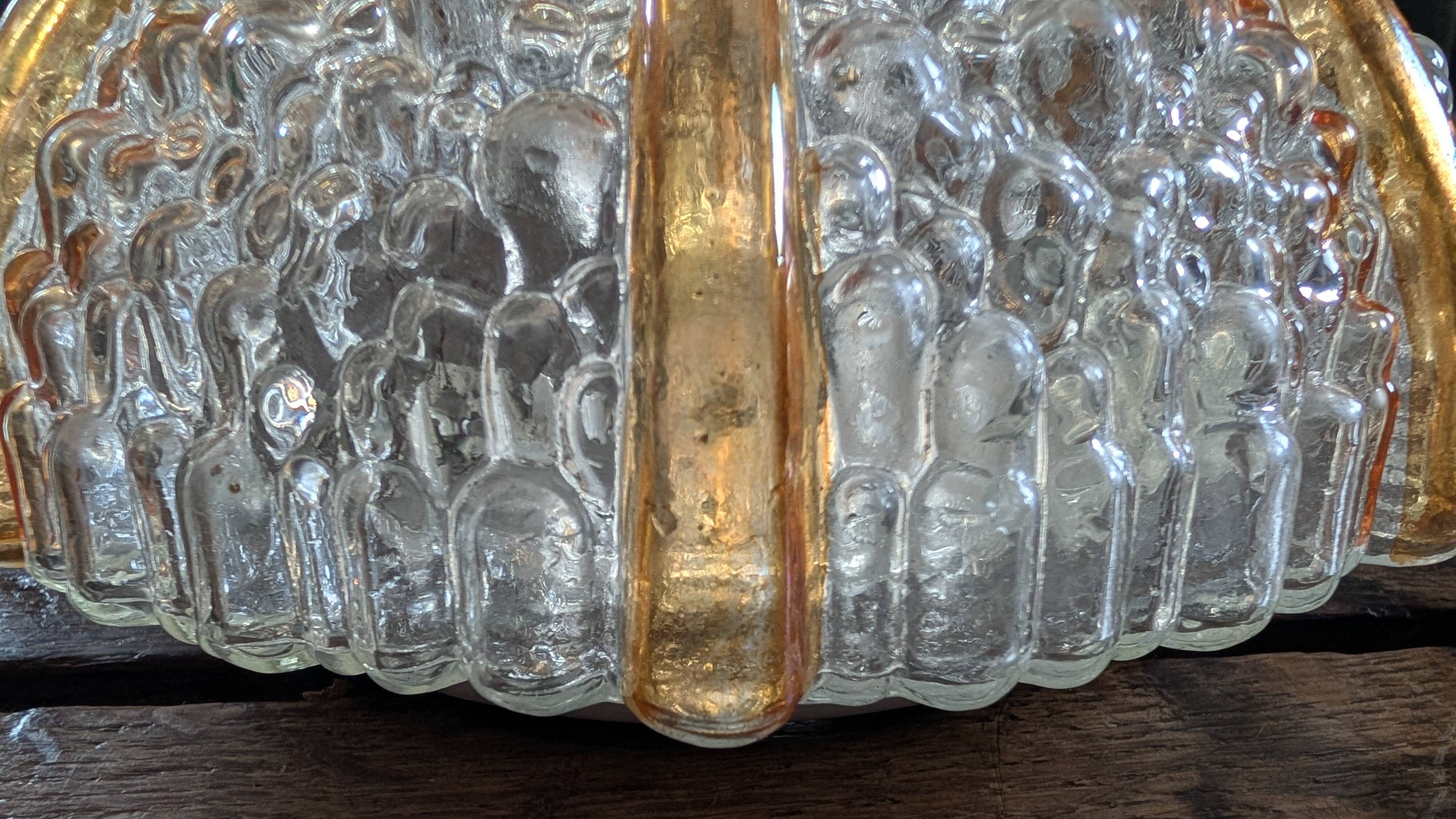 Ceiling light / bubble glass wall light amber 1970s
