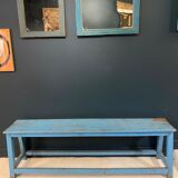 Blue lacquered wood bench