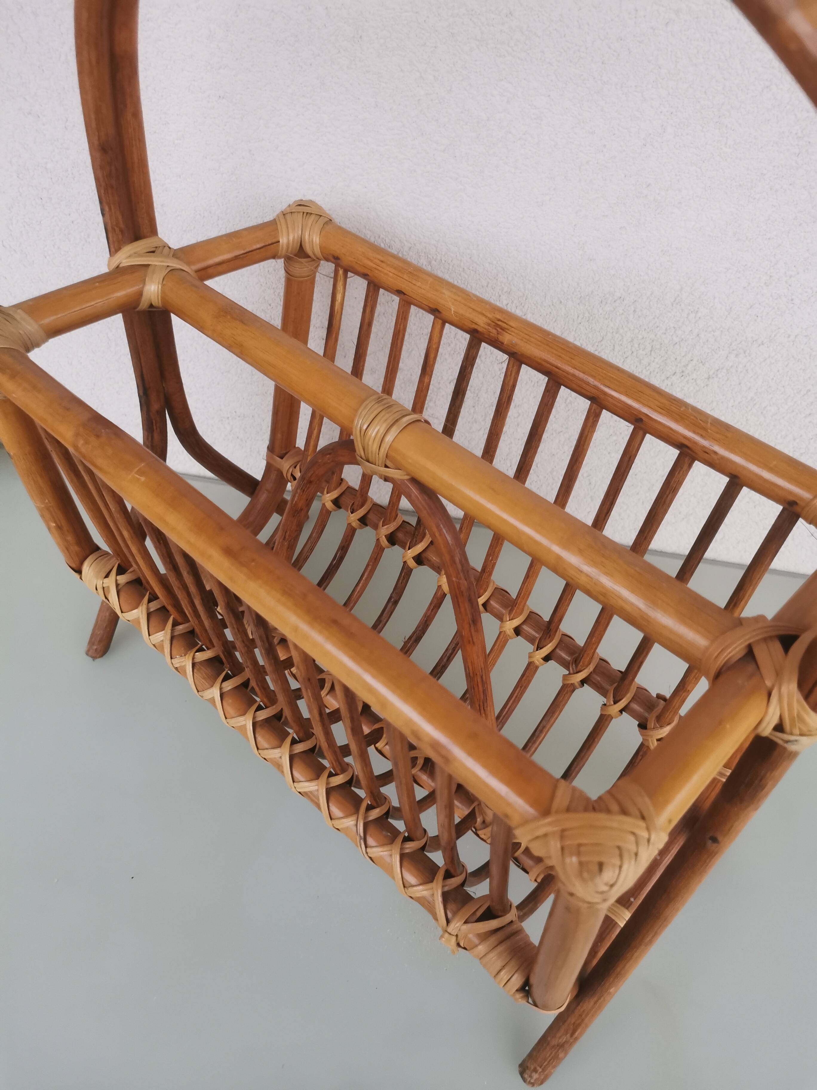 Rattan magazine rack