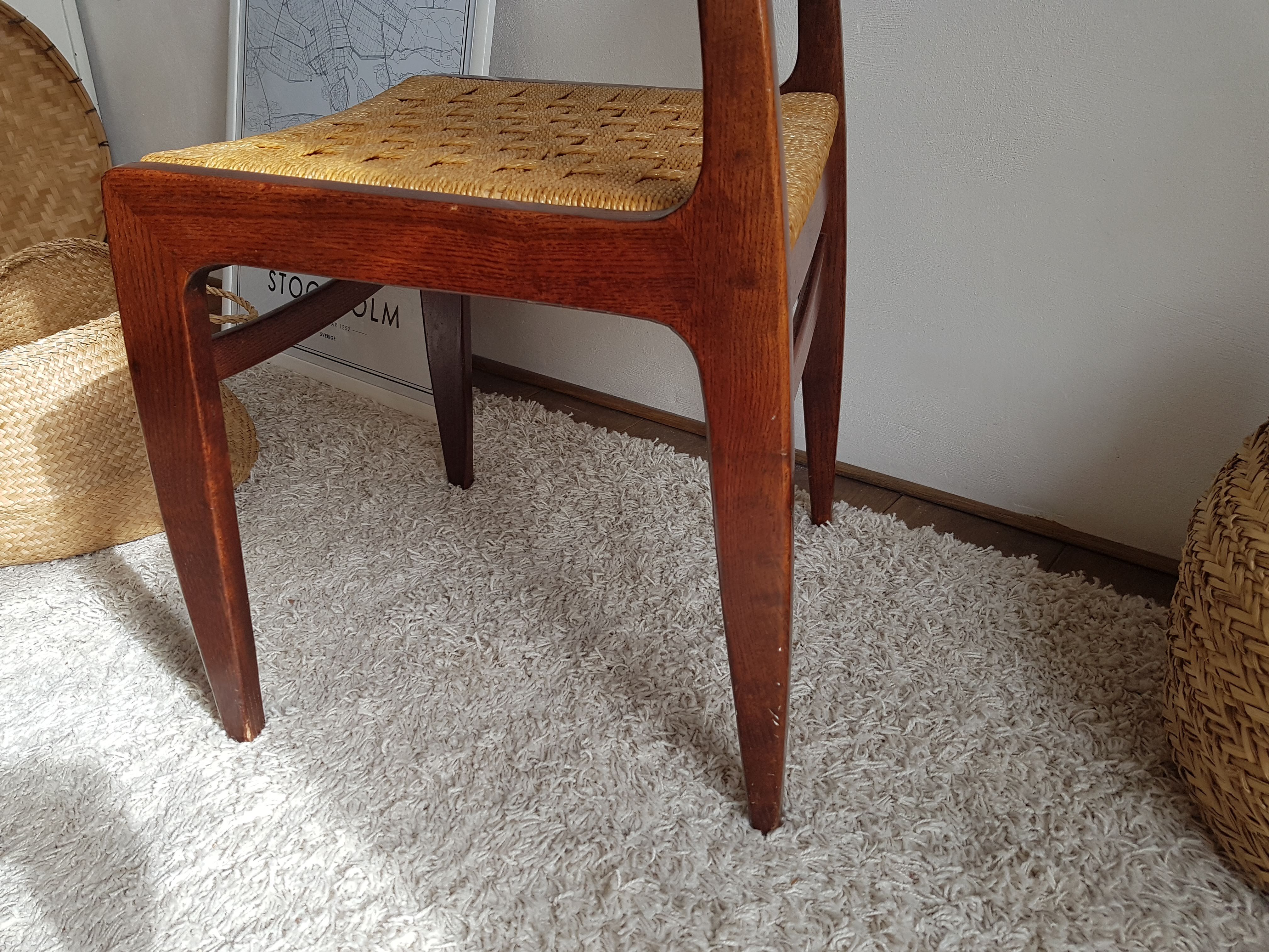 Pair of Scandinavian chairs in braided rope-circa 1960