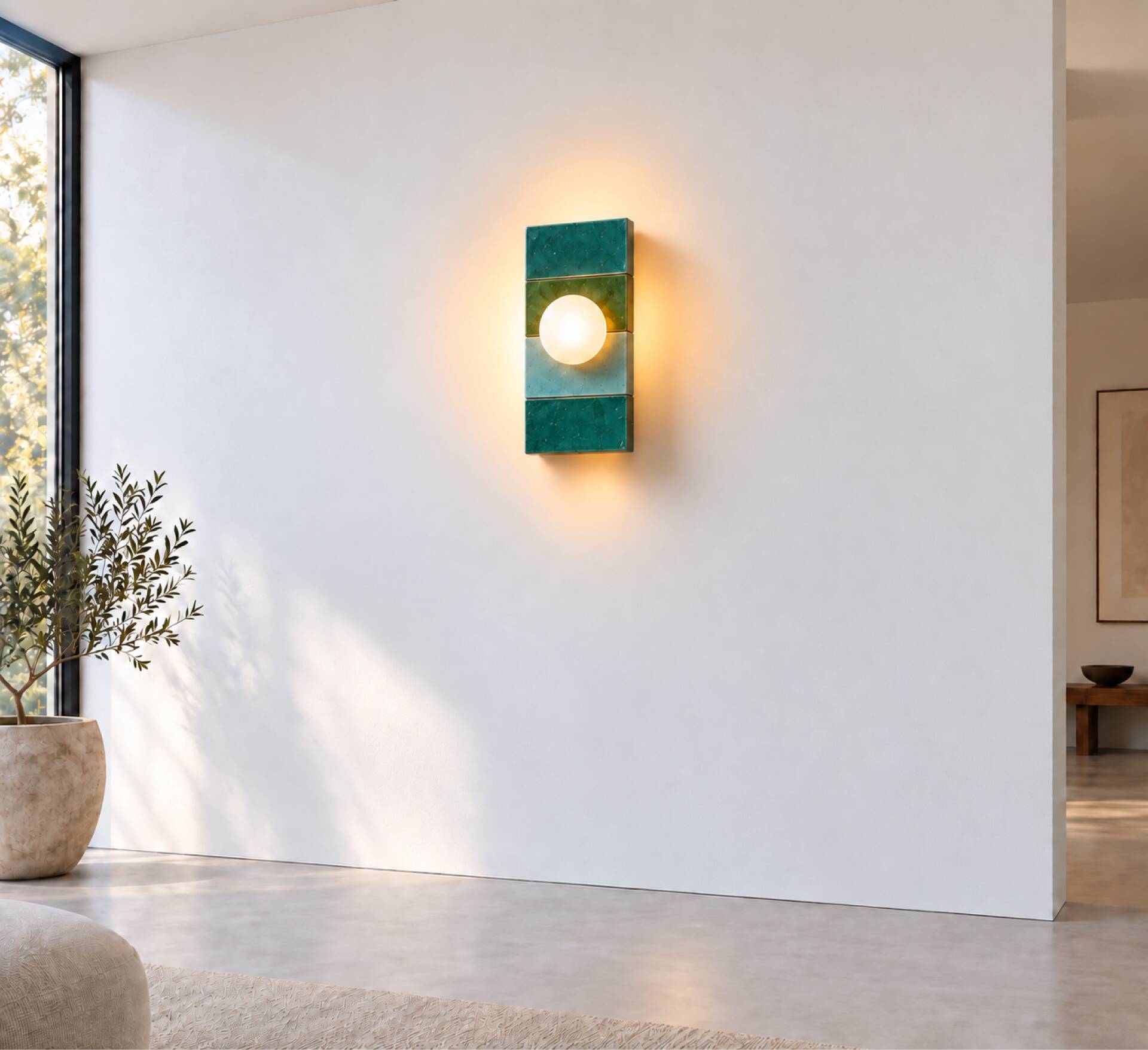 Ceramic zellige wall lamp