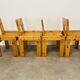 4 brutalist chairs by Silvio Coppola for Roche Bobois, solid pine